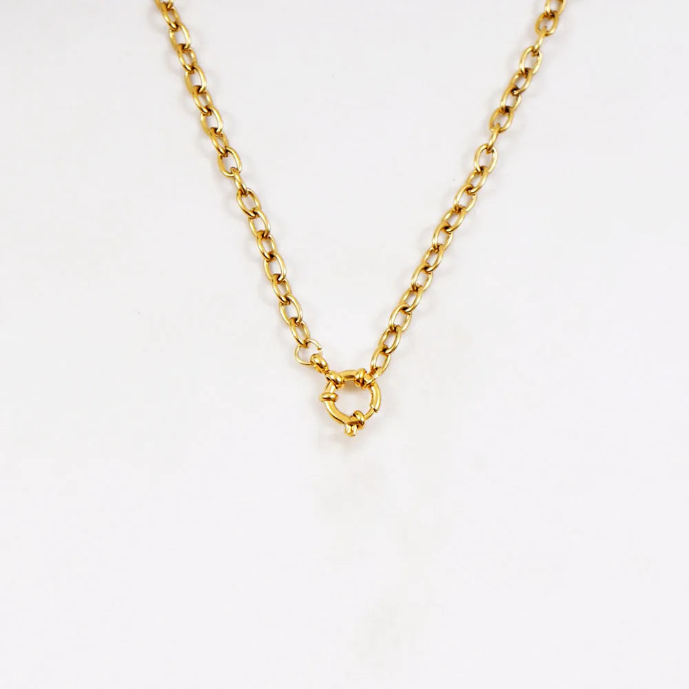 Natural Pearl Necklace for Women Stainless Steel Sailor Clasp Choker Gold/Silver Color Metal Rolo Chian Femme Stone Collier