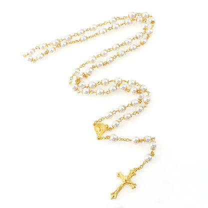Celestial Pearl Cross Necklace 