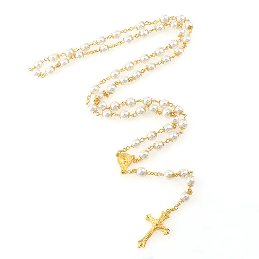 Celestial Pearl Cross Necklace 