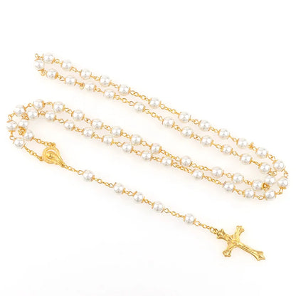 Celestial Pearl Cross Necklace 
