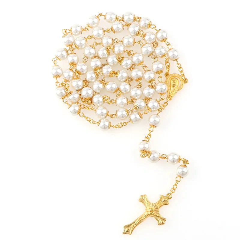 Celestial Pearl Cross Necklace 