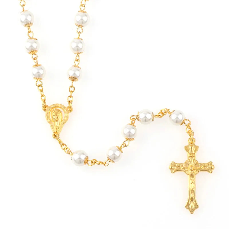 Celestial Pearl Cross Necklace 