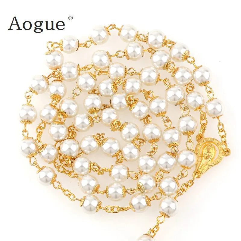 Celestial Pearl Cross Necklace 