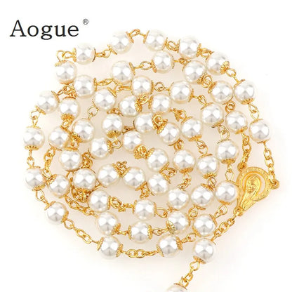 Celestial Pearl Cross Necklace 